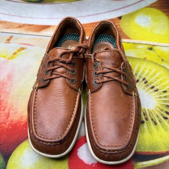 SAS Mens 8.5M Casual Boat Shoes Brown Leather Slip On Deck Moc Toe - Picture 10 of 10